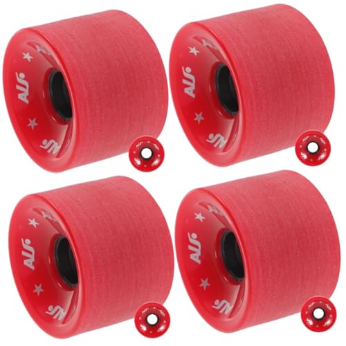 HANABASS 4 Stück Zubehör für Skateboard-Räder Skateboard Ersatzteile Skateboard Ersatzräder tragbares Skateboard-Rad PU-Rad Rad für Skateboard tragbares Rad Ersatz-Longboard-Rad Plastik rot von HANABASS