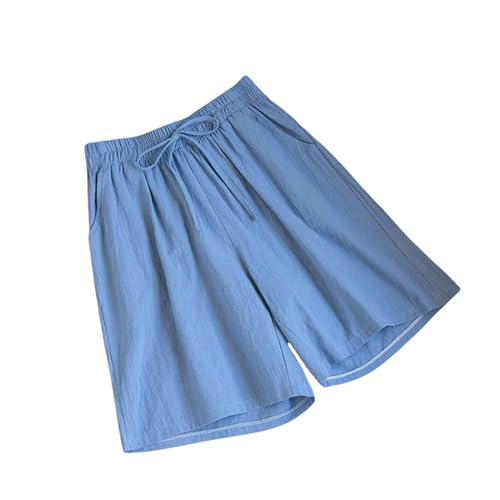 HANGWWZQ Damen-Shorts Frauen Shorts Sommer Casual Shorts High Taille Lose Shorts Für Weibliche Shorts-Blau-M von HANGWWZQ
