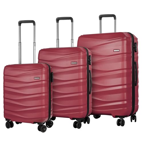 HANSEKOFFER Koffer Set 3 teilig · Reisekoffer mit Rollen · Hartschalenkoffer Set mit Zahlenschloss · Trolleys Handgepäck, Mittelgroß & Groß · Leicht · Weinrot HANSEKOFFER Koffer Set 3 teilig · Reisekoffer mit Rollen · Hartschalenkoffer Set mit Zahlenschloss · Trolleys Handgepäck, Mittelgroß & Groß · Leicht · Weinrot von HANSEKOFFER
