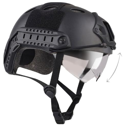 HANSTRONG GEAR Gefechtshelm SWAT- Stil mit Schutzbrille fur CQB Nahkampf Paintball nachgebildete Militarausruistung Herren (Schwarz) von HANSTRONG GEAR