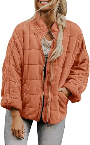 2024 New Womens Quilted Puffer Jackets Lightweight Dolman Quilted Jacket for Women Zipper Oversized Fall Winter Coat (A,_M) von HANYILI