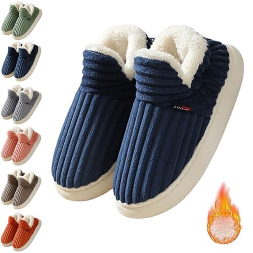 HANYILI 2024 New Pluffi Cozy Stylish Slipper, Pluffi Slipper Booties, Winter Fuzzy Warm Thick-Soled Plush House Cloud Slides Men Women (Blue,EU-36-EU-37) von HANYILI