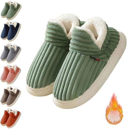 HANYILI 2024 New Pluffi Cozy Stylish Slipper, Pluffi Slipper Booties, Winter Fuzzy Warm Thick-Soled Plush House Cloud Slides Men Women (Green,EU-36-EU-37) von HANYILI