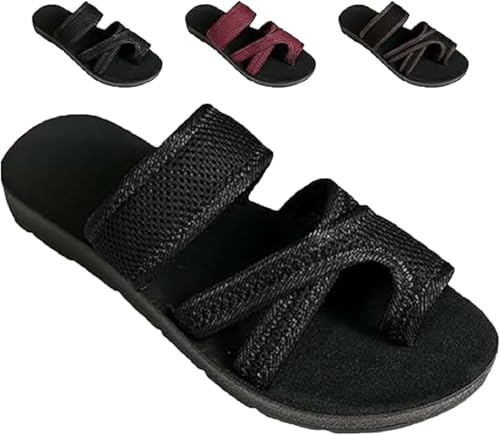 HANYILI 2024 New Women's Hollow Mesh Slide Sandals - Comfortable Orthopedic Arch Support Mesh Sandals for Women (Black,EU-41) von HANYILI