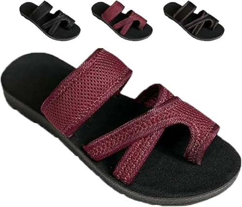 HANYILI 2024 New Women's Hollow Mesh Slide Sandals - Comfortable Orthopedic Arch Support Mesh Sandals for Women (Red,EU-41) von HANYILI