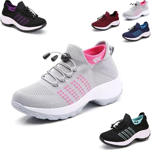 HANYILI 2025 New Comfortwear Ortho Stretch Cushion Shoes for Women, Comfortwear Ortho Shoes for Women Plantar Fasciitis (Gray,EU-37) von HANYILI