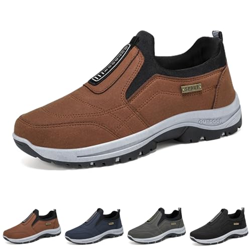 HANYILI Men's Thick-Soled Suede Sneakers Ultimate Comfort Casual Non-Slip Slip-on Sneakers Orthopedic Hiking Shoes (Brown,EU-40) von HANYILI