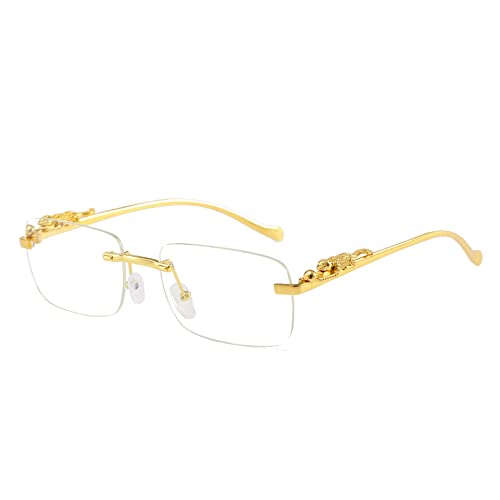 HAOMAO Retro Cheetah Decoration Randlose Rechteck Sonnenbrille für Frauen Männer Clear Ocean Lens Eyewear Uv400 Shades Clear HAOMAO Retro Cheetah Decoration Randlose Rechteck Sonnenbrille für Frauen Männer Clear Ocean Lens Eyewear Uv400 Shades Clear von HAOMAO