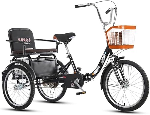 20 Zoll 3 Räder Dreirad Erwachsene Senioren Dreirad Bike Tragfähigkeit 180KG Mit Korb, Dreirädriges Cruiser-Fahrrad Für Erholung, Einkaufen, Picknicks von HAONIY