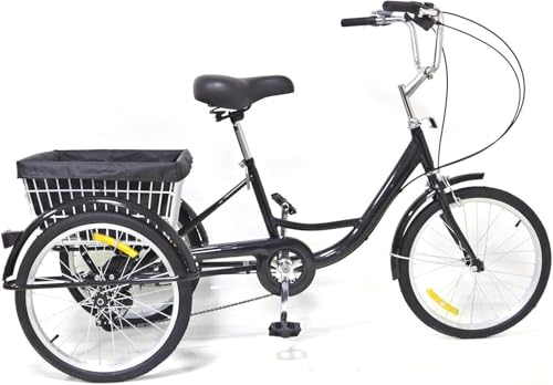Adult Tricycle Cruise Three Wheel Bike mit Einkaufskorb 3-Wheel Trike Fahrrad Dreirad Erwachsene Lampe Aluminium BasketsWarenkorb Senioren Mit Korb Einkaufen Tragbares 8-Speed 20/24 Zoll von HAONIY