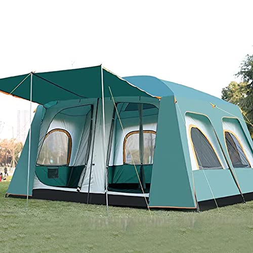Großes Zelt Campingzelt 8-12 Personen, wasserdichtes, winddichtes Familienzelt mit Regendach oben, Campingzelt für den Außenbereich, Doppelschichtzelt - Ultragroßes Kuppelzelt mit Fliegengitter von HAONIY