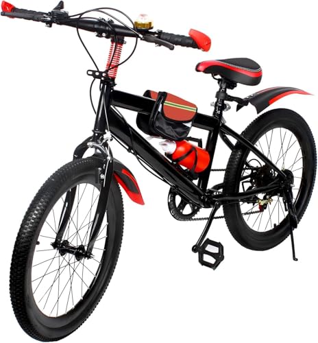 Mountainbike 20 Zoll Fahrrad für Kinder 7-Gang Kinderfahrrad Bremssattel Vorne Haltebremse Hinten Fahrrad für Mädchen Jungen Tragfähigkeit 85kg von HAONIY