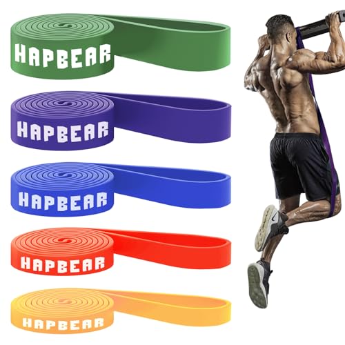 HAPBEAR Resistance Bands - Fitnessbänder Widerstandsbänder Set 5 - Pull up Band & Klimmzugband Für Krafttraining, Training, Stretching, Physikalische Therapie, Muskeltraining (15-170LBS)-06 von HAPBEAR