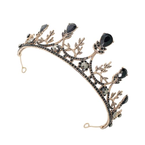 HAPINARY 1 STK schwarz glänzende Krone Braut-Haarreifen Kopfschmuck für die Braut Perlenkrone Wedding Hair Accessories Birthday Crown brautkleid zubehör kristall Haar stütze Legierung Black von HAPINARY