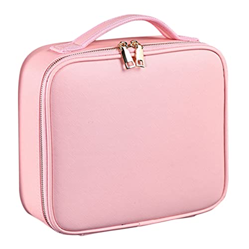 HAPINARY Große Kosmetiktasche Mit Verstellbaren Fächern Tragbarer Makeup Organizer Aus PU Wasserdicht Pink Ideal Für Reisen Und Professionelle Anwendungen von HAPINARY