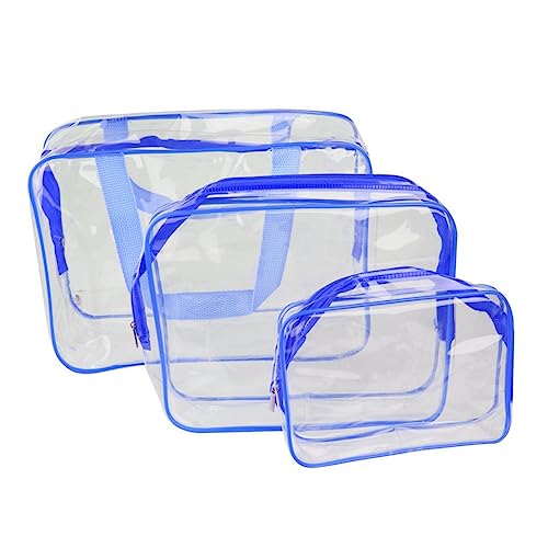 HAPINARY Kulturbeutel aus PVC Klare Reise-Kulturtasche Toilettenartikel tailliert Haken Kosmetiktasche Set kosmetiktaschen Set Handtasche Make-up-Taschen wasserdichte Kosmetiktasche Blue von HAPINARY