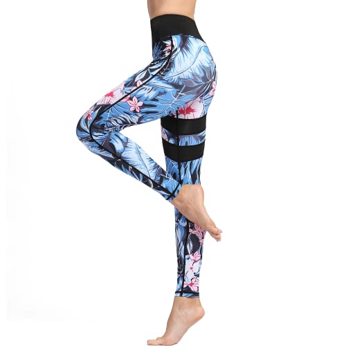 HAPYWER Yoga Leggings Damen High Waist Yogahose Bunt Gym Sport Leggings Tummy Control Running Workout - Stretch Kompressionshose mit Aufdruck für Frauen(Morgenruhm；L) von HAPYWER