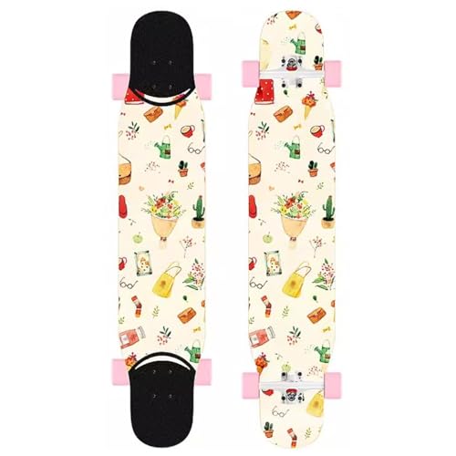 44" Skateboards Erwachsene Longboards für Jungen, Skateboard Mädchen Pro Longboard Kinder für Anfänger, Longboard Skateboard für Cruising, Free Style, Downhill und Tanzen (Color : E) von HAQMG