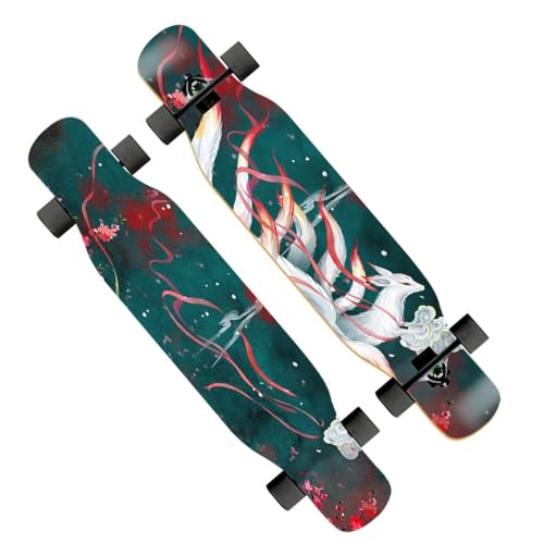 46 Zoll Longboards für Mädchen Jungen, Longboard Skateboards Cruiser Double Kick Concave Pro Complete Skateboard Deck für Kinder Erwachsene Anfänger Extremsport (Color : Style D) von HAQMG