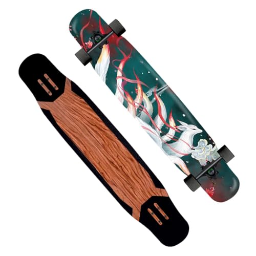 46 Zoll Longboards für Mädchen Jungen, Longboard Skateboards Cruiser Double Kick Concave Pro Complete Skateboard Deck für Kinder Erwachsene Anfänger Extremsport (Color : Style F) von HAQMG