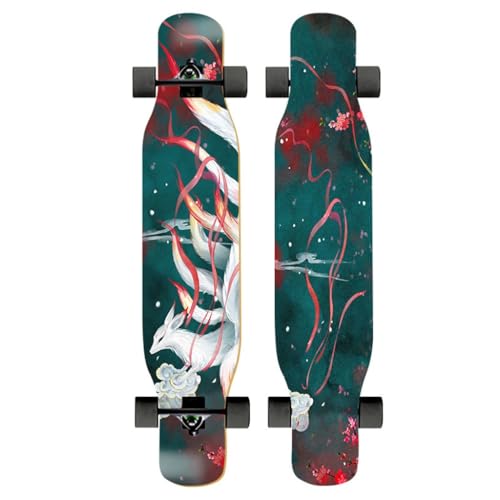 46 Zoll Pro Complete Longboard Skateboards Cruiser Double Kick Concave Longboards für Mädchen Jungen, Skateboard Deck für Kinder Erwachsene Anfänger Extremsport (Color : Style C) von HAQMG