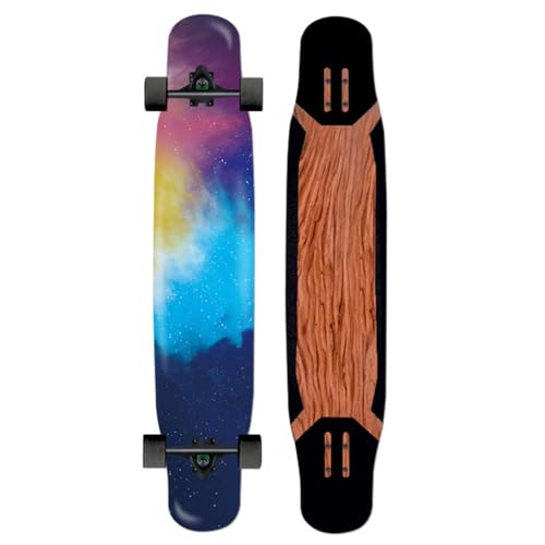 46 Zoll Pro Complete Longboard Skateboards Cruiser Double Kick Concave Longboards für Mädchen Jungen, Skateboard Deck für Kinder Erwachsene Anfänger Extremsport (Color : Style H) von HAQMG