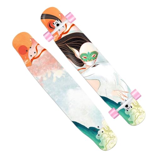 Longboard Skateboards Cruiser Double Kick Concave 46 Zoll Longboards für Mädchen Jungen, Pro Complete Skateboard Deck für Kinder Erwachsene Anfänger Extremsport (Color : D) von HAQMG