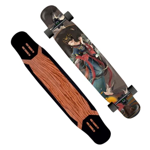 Longboard Skateboards Cruiser Double Kick Concave 46 Zoll Longboards für Mädchen Jungen, Pro Complete Skateboard Deck für Kinder Erwachsene Anfänger Extremsport (Color : J) von HAQMG