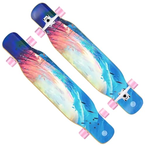 Longboard für Kinder Erwachsene Anfänger, Skateboard Longboards für Jungen Mädchen und Teenager, Longboard Komplettes Skateboard Surfskate für Downhill-Tanzen, Free-Style (Color : F) von HAQMG