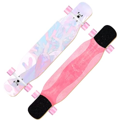 Longboards für Jungen Mädchen und Teenager, Longboard Skateboard für Kinder Erwachsene Anfänger, Longboard Komplettes Skateboard Surfskate für Downhill-Tanzen, Free-Style (Color : Style H) von HAQMG