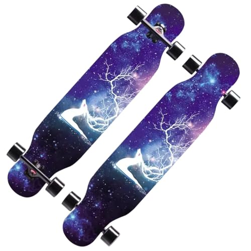 Longboards für Jungen Mädchen und Teenager, Skateboard Longboard für Kinder Erwachsene Anfänger, Longboard Komplettes Skateboard Surfskate für Downhill-Tanzen, Free-Style (Color : A) von HAQMG