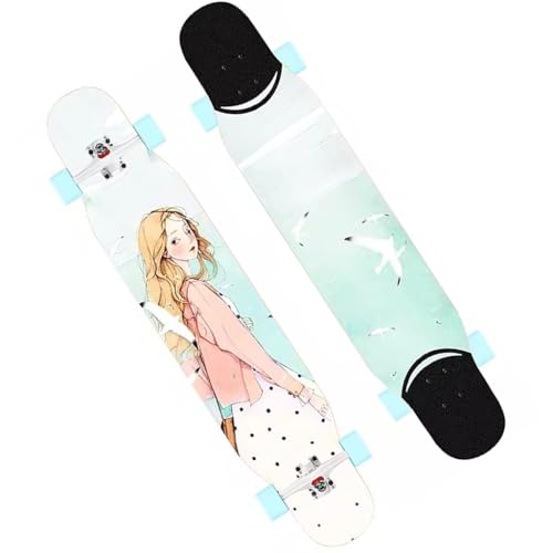 Skateboard Mädchen Pro Longboard Kinder für Anfänger, 44" Skateboards Erwachsene Longboards für Jungen, Longboard Skateboard für Cruising, Free Style, Downhill und Tanzen (Color : Style E) von HAQMG