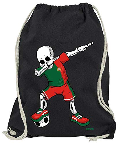 HARIZ Turnbeutel Fussball Dab Skelett Portugal Trikot Mannschaft Inkl. Geschenk Karte Schwarz One Size von HARIZ