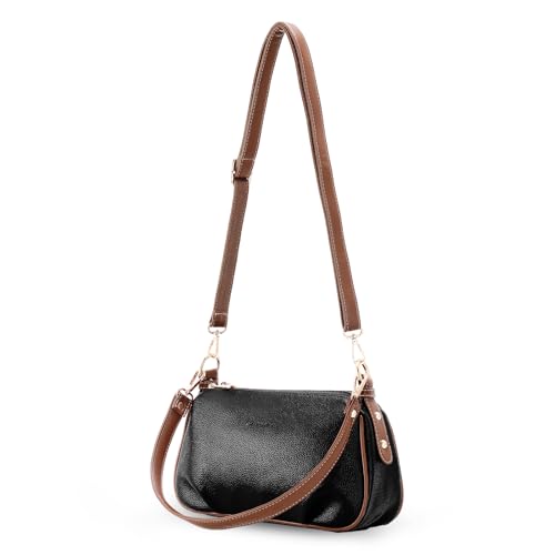 HAWEE Damen Handy Umhängetasche Weiches PU-Leder Klein Crossbody Bag Mode Handytasche Zum Umhängen Elegant Schultertasche Geldbörse mit 2 Schultergurten für Arbeit Partys Alltag Shopping, Schwarz HAWEE Damen Handy Umhängetasche Weiches PU-Leder Klein Crossbody Bag Mode Handytasche Zum Umhängen Elegant Schultertasche Geldbörse mit 2 Schultergurten für Arbeit Partys Alltag Shopping, Schwarz von HAWEE