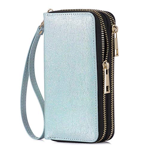 HAWEE Damen Lange Clutches Geldbörse Handschlaufe Portemonnaie Doppelter Reißverschluss Brieftasche Handy Geldbörse mit Mehreren Karten Slots für Münzen Bargeld Rechnung HAWEE Damen Lange Clutches Geldbörse Handschlaufe Portemonnaie Doppelter Reißverschluss Brieftasche Handy Geldbörse mit Mehreren Karten Slots für Münzen Bargeld Rechnung von HAWEE