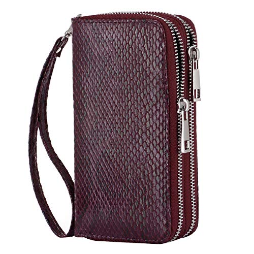 HAWEE Damen Lange Clutches Geldbörse Handschlaufe Portemonnaie Doppelter Reißverschluss Brieftasche Handy Geldbörse mit Mehreren Karten Slots für Münzen Bargeld Rechnung HAWEE Damen Lange Clutches Geldbörse Handschlaufe Portemonnaie Doppelter Reißverschluss Brieftasche Handy Geldbörse mit Mehreren Karten Slots für Münzen Bargeld Rechnung von HAWEE