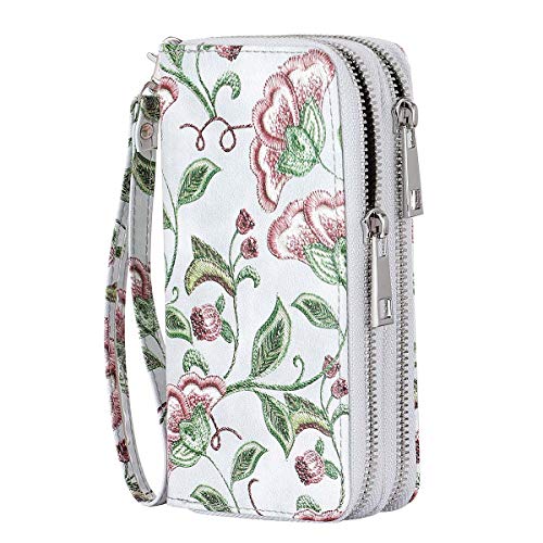 HAWEE Damen Lange Clutches Geldbörse Handschlaufe Portemonnaie Doppelter Reißverschluss Brieftasche Handy Geldbörse mit Mehreren Karten Slots für Münzen Bargeld Rechnung HAWEE Damen Lange Clutches Geldbörse Handschlaufe Portemonnaie Doppelter Reißverschluss Brieftasche Handy Geldbörse mit Mehreren Karten Slots für Münzen Bargeld Rechnung von HAWEE