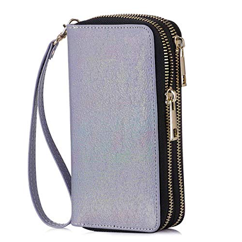 HAWEE Damen Lange Clutches Geldbörse Handschlaufe Portemonnaie Doppelter Reißverschluss Brieftasche Handy Geldbörse mit Mehreren Karten Slots für Münzen Bargeld Rechnung HAWEE Damen Lange Clutches Geldbörse Handschlaufe Portemonnaie Doppelter Reißverschluss Brieftasche Handy Geldbörse mit Mehreren Karten Slots für Münzen Bargeld Rechnung von HAWEE