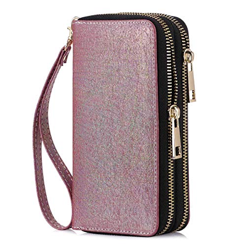 HAWEE Damen Lange Clutches Geldbörse Handschlaufe Portemonnaie Doppelter Reißverschluss Brieftasche Handy Geldbörse mit Mehreren Karten Slots für Münzen Bargeld Rechnung HAWEE Damen Lange Clutches Geldbörse Handschlaufe Portemonnaie Doppelter Reißverschluss Brieftasche Handy Geldbörse mit Mehreren Karten Slots für Münzen Bargeld Rechnung von HAWEE