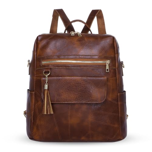 HAWEE Damen Rucksack Weiches PU Leder Schulrucksack Anti-Diebstahl Tagesrucksack Elegant Schultertasche Wasserdicht Cityrucksack mit Schultergurt Daypack für Arbeit Reisen Einkaufen Alltag, Braun HAWEE Damen Rucksack Weiches PU Leder Schulrucksack Anti-Diebstahl Tagesrucksack Elegant Schultertasche Wasserdicht Cityrucksack mit Schultergurt Daypack für Arbeit Reisen Einkaufen Alltag, Braun von HAWEE