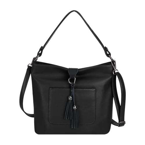 HAWEE Damen Handtasche Kunstleder Große Schultertasche Shopper Umhängetasche Frauen Elegante Henkeltasche für Dating Party Arbeit, Schwarz HAWEE Damen Handtasche Kunstleder Große Schultertasche Shopper Umhängetasche Frauen Elegante Henkeltasche für Dating Party Arbeit, Schwarz von HAWEE