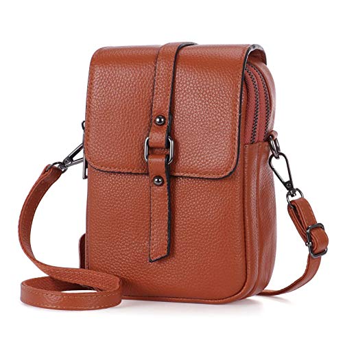 HAWEE Mode Damen Handytasche mit Riemen Echtes Leder Crossbody Handy Umhängetasche Leicht Damen Schultertasche Handy mit Zwei Reißverschlüssen für Damen, Mädchen HAWEE Mode Damen Handytasche mit Riemen Echtes Leder Crossbody Handy Umhängetasche Leicht Damen Schultertasche Handy mit Zwei Reißverschlüssen für Damen, Mädchen von HAWEE