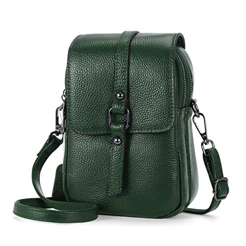 HAWEE Mode Damen Handytasche mit Riemen Echtes Leder Crossbody Handy Umhängetasche Leicht Damen Schultertasche Handy mit Zwei Reißverschlüssen für Damen, Mädchen HAWEE Mode Damen Handytasche mit Riemen Echtes Leder Crossbody Handy Umhängetasche Leicht Damen Schultertasche Handy mit Zwei Reißverschlüssen für Damen, Mädchen von HAWEE