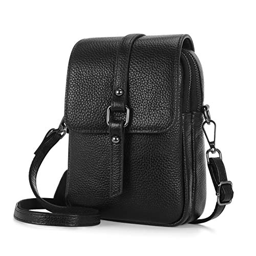 HAWEE Mode Damen Handytasche mit Riemen Echtes Leder Crossbody Handy Umhängetasche Leicht Damen Schultertasche Handy mit Zwei Reißverschlüssen für Damen, Mädchen HAWEE Mode Damen Handytasche mit Riemen Echtes Leder Crossbody Handy Umhängetasche Leicht Damen Schultertasche Handy mit Zwei Reißverschlüssen für Damen, Mädchen von HAWEE