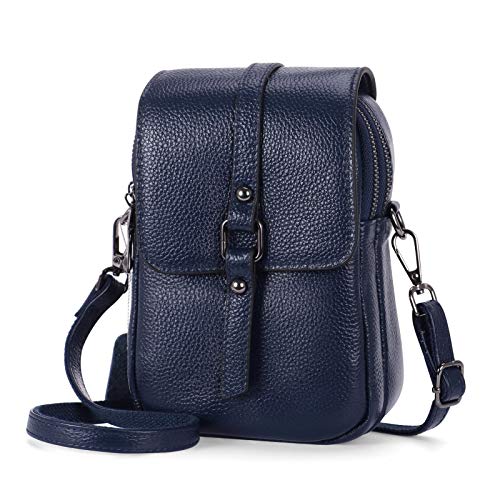 HAWEE Mode Damen Handytasche mit Riemen Echtes Leder Crossbody Handy Umhängetasche Leicht Damen Schultertasche Handy mit Zwei Reißverschlüssen für Damen, Mädchen HAWEE Mode Damen Handytasche mit Riemen Echtes Leder Crossbody Handy Umhängetasche Leicht Damen Schultertasche Handy mit Zwei Reißverschlüssen für Damen, Mädchen von HAWEE