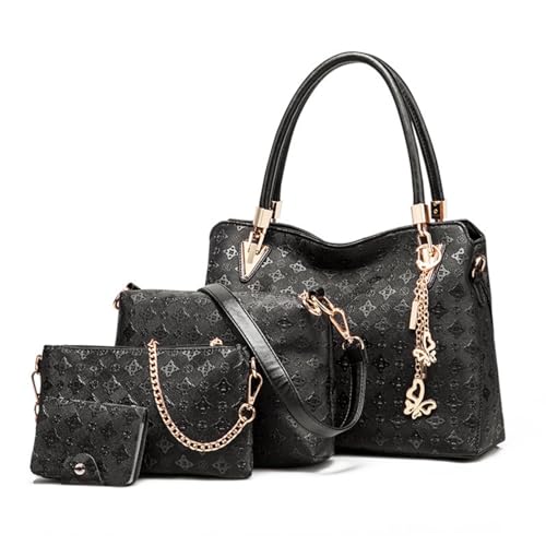HAWEE Damen Handtaschen Set Elegant Shopper Schultertasche PU-Leder Handtasche Kleine Umhängetasche Handy Geldbörse Kartenhalter 4-teiliges Set HAWEE Damen Handtaschen Set Elegant Shopper Schultertasche PU-Leder Handtasche Kleine Umhängetasche Handy Geldbörse Kartenhalter 4-teiliges Set von HAWEE