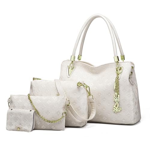 HAWEE Damen Handtaschen Set Elegant Shopper Schultertasche PU-Leder Handtasche Kleine Umhängetasche Handy Geldbörse Kartenhalter 4-teiliges Set HAWEE Damen Handtaschen Set Elegant Shopper Schultertasche PU-Leder Handtasche Kleine Umhängetasche Handy Geldbörse Kartenhalter 4-teiliges Set von HAWEE
