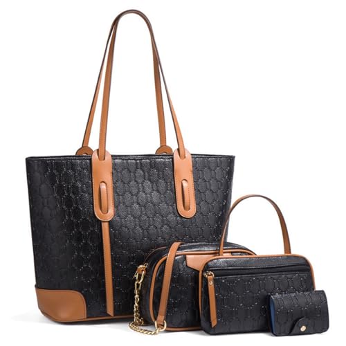 HAWEE Mode Damen Schultertasche mit Reißverschluss Handtasche Groß Frauen Umhängetasche PU Leder Elegant Tragetasche Henkeltasche Geldbörse 4-teiliges Set HAWEE Mode Damen Schultertasche mit Reißverschluss Handtasche Groß Frauen Umhängetasche PU Leder Elegant Tragetasche Henkeltasche Geldbörse 4-teiliges Set von HAWEE