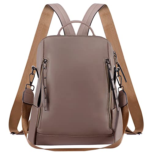 HAWEE Damen Rucksack Weiches PU Leder Schulrucksack Anti-Diebstahl Tagesrucksack Elegant Schultertasche Wasserdicht Cityrucksack mit Schultergurt Daypack für Arbeit Reisen Einkaufen Alltag, Khaki HAWEE Damen Rucksack Weiches PU Leder Schulrucksack Anti-Diebstahl Tagesrucksack Elegant Schultertasche Wasserdicht Cityrucksack mit Schultergurt Daypack für Arbeit Reisen Einkaufen Alltag, Khaki von HAWEE