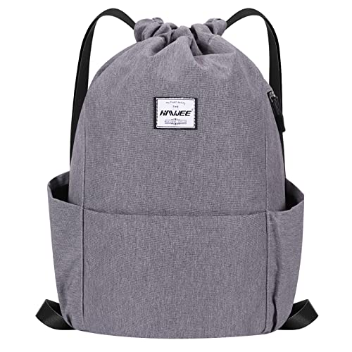 HAWEE Wasserdicht Kordelzug Rucksack mit Innentasche Groß Turnbeutel Kordelzug Tagesrucksack Tunnelzug Tasche Sporttasche Unisex für Frauen Männer Reise Alltag Outdoor Yoga Schule Strand Schwimmen von HAWEE